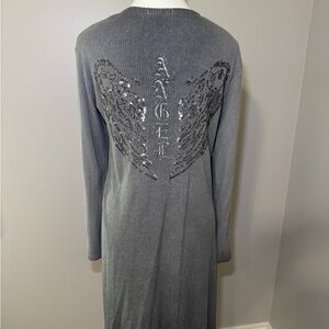 Gray Angel Wing Embellished Cardigan